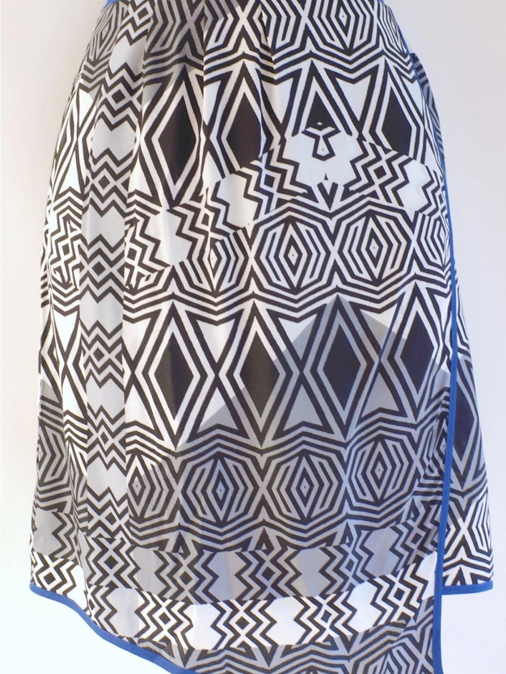 Bar III Blue and White Geometric Wrap Skirt
